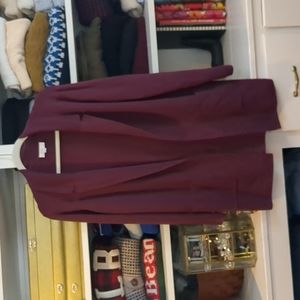 Loft Outlet Sweater Tunic Open Blazer Cardigan Jacket Burgundy Maroon